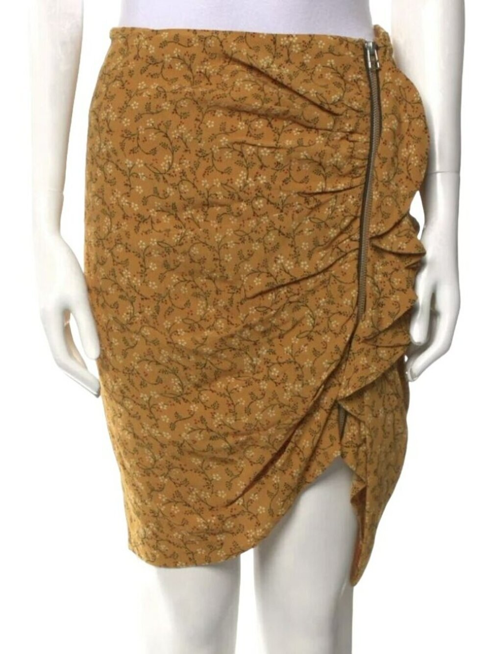 Veronica Beard Skirt $295 Spencer Floral Ruffle Zipper Yellow Size 0 NWT